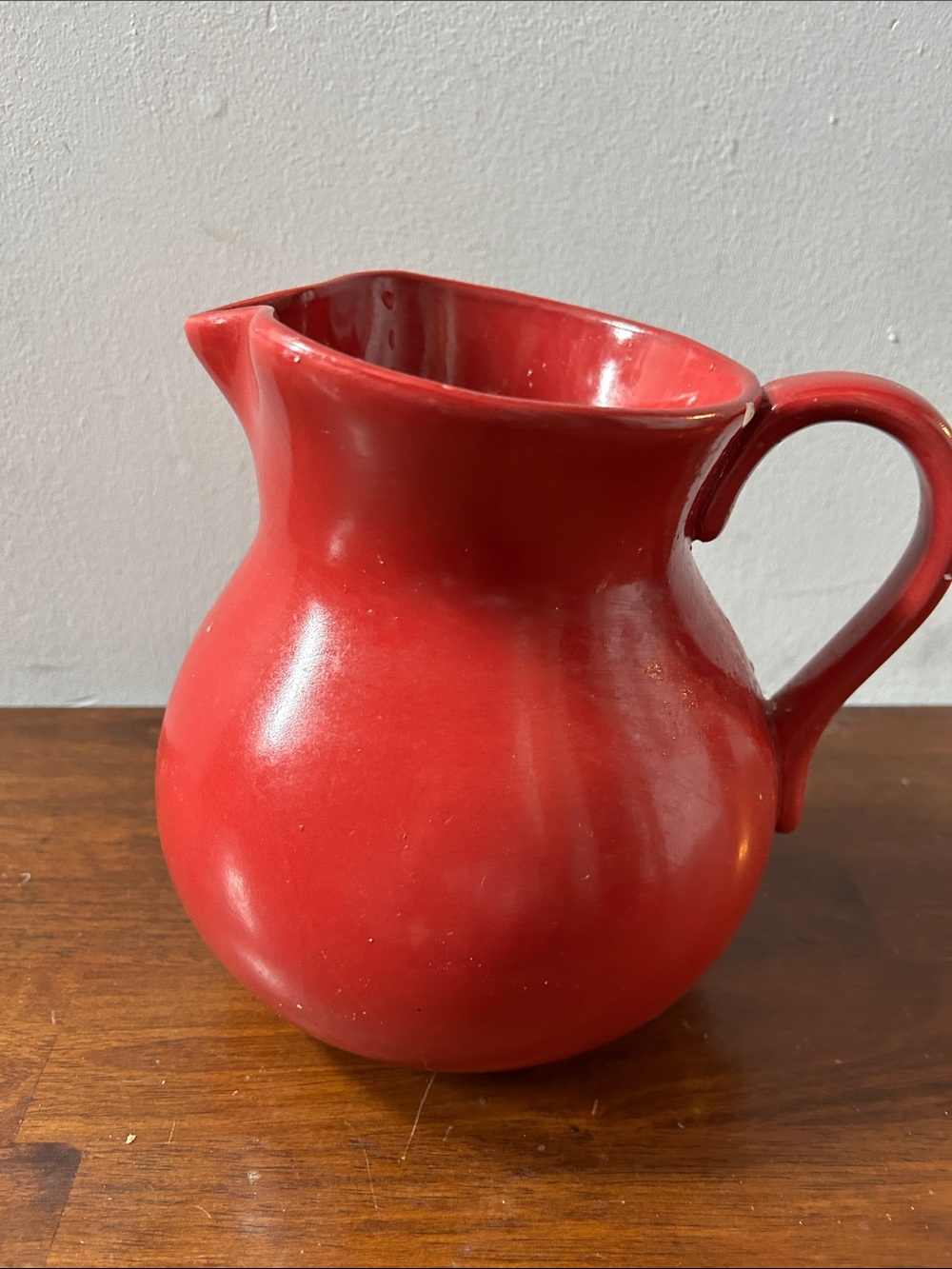 Home Interiors Red Ceramic Pitcher - Glossy Red Accent